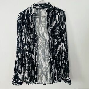 Zara marble print button up shirt top